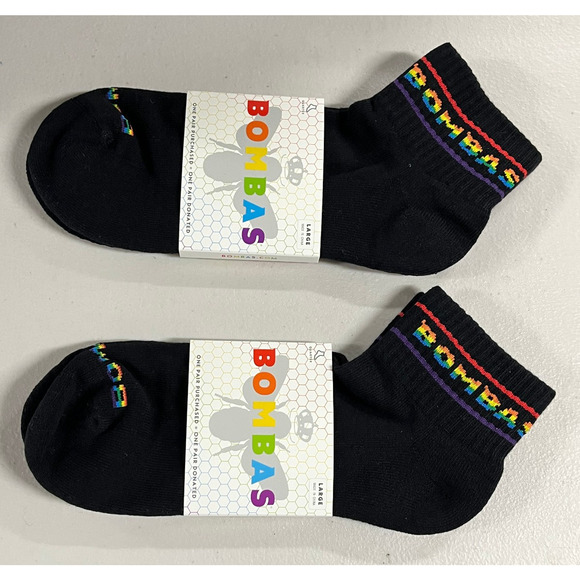 Bombas Accessories - 2 Pack Rainbow Bombas Bee Proud Quarter Pride Socks Black Large Unisex NWT